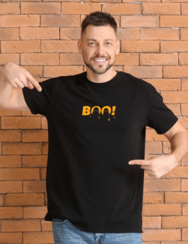 Flex Black T-shirt with Boo Print