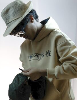 Cozy Anime Print Beige Hoodie