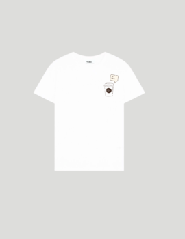 Flex White T-shirt with Espresso Vibe Print