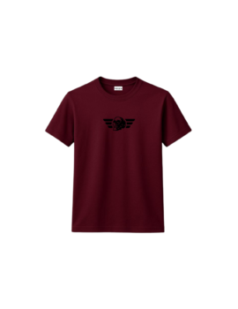 Flex Maroon T-shirt with Skull Wing Print