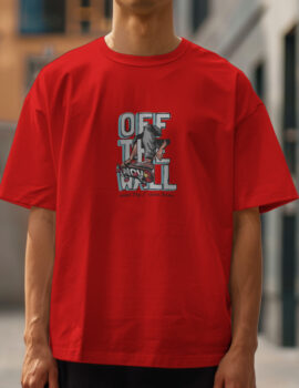Drop shoulder Red with OFF THE WALL Print