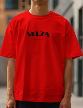 Drop Shoulder Red with Racing Club Print