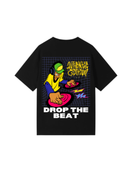 Drop shoulder Black with Drop the Beat