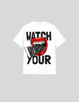 Drop shoulder White with Watch your Words